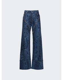 Mugler | Women | Snake Print Jeans | Medium Blue