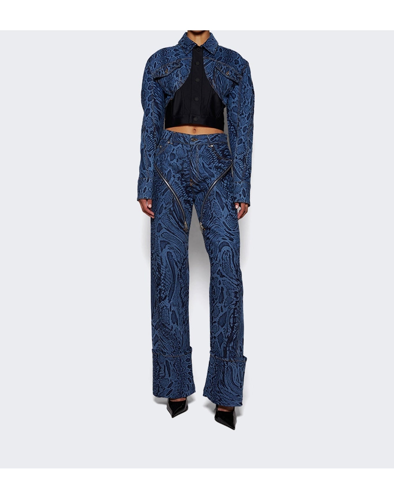 Mugler | Women | Snake Print Jeans | Medium Blue