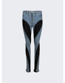 Mugler | Women | Spiral Slit Hem Jeans | Medium Blue