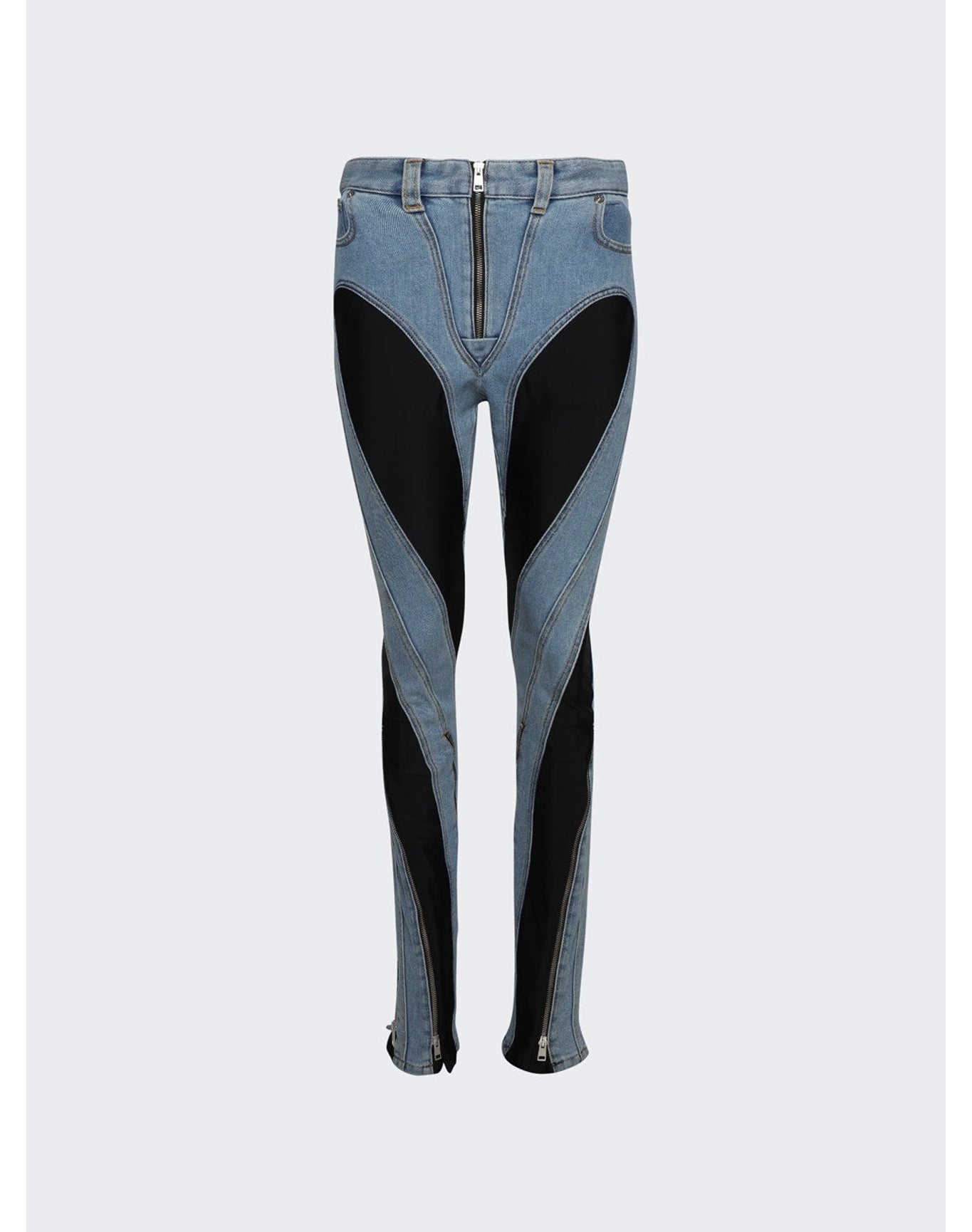 Mugler | Women | Spiral Slit Hem Jeans | Medium Blue