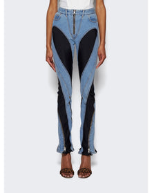 Mugler | Women | Spiral Slit Hem Jeans | Medium Blue