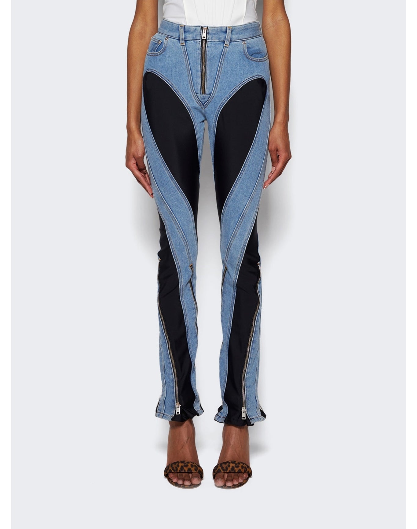 Mugler | Women | Spiral Slit Hem Jeans | Medium Blue