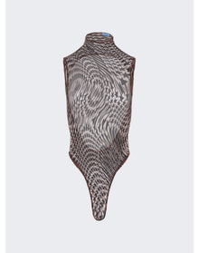 Mugler | Women | Star Print Bodysuit | Nude 02 x Graphite
