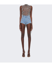 Mugler | Women | Star Print Bodysuit | Nude 02 x Graphite