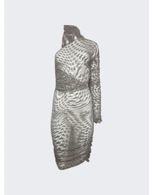 Mugler | Women | Star Print Mini Dress | Nude 01 x Graphite