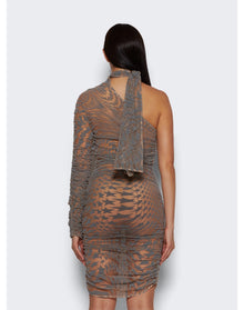 Mugler | Women | Star Print Mini Dress | Nude 01 x Graphite