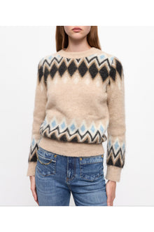 Multicolour Fine Brushed Alpaca Jumper | Latte