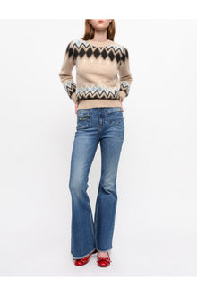 Multicolour Fine Brushed Alpaca Jumper | Latte