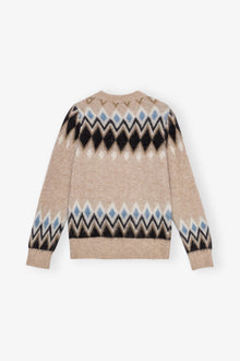 Multicolour Fine Brushed Alpaca Jumper | Latte