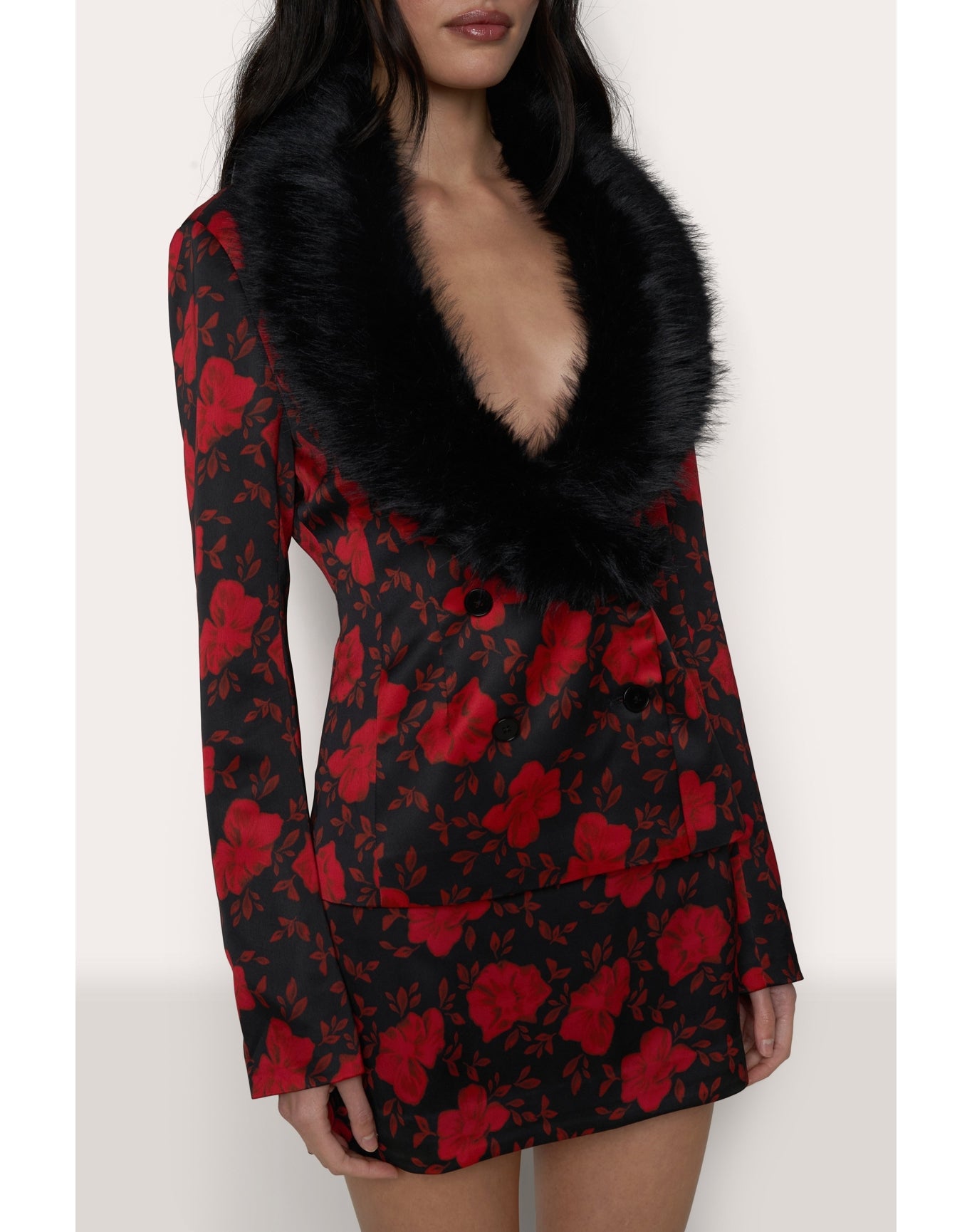 Murada Faux Fur Blazer | Peonia Print
