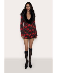Murada Faux Fur Blazer | Peonia Print