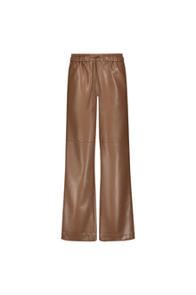 VEGAN LEATHER RELAXED DRAWSTRING PANT MUSHROOM