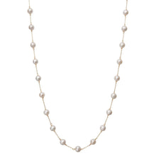 Womens | 6-7mm Round White Freshwater Pearl | Strand Necklace | 14K Yellow Gold