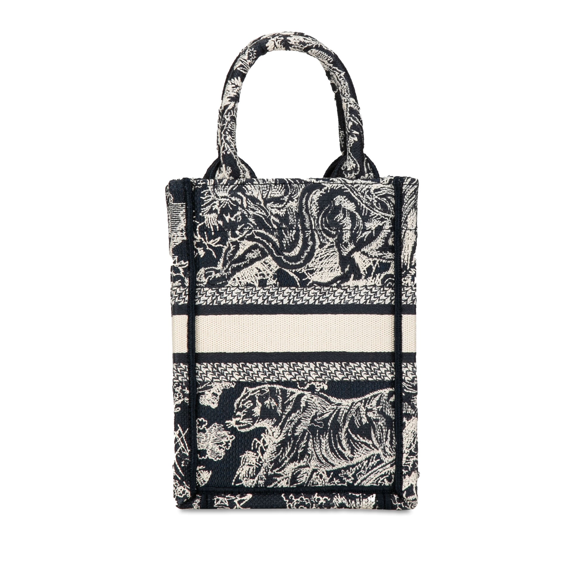 Dior Pre-Owned Mini Toile de Jouy Reverse Embroidered Vertical Book Tote | Women | Blue x Navy