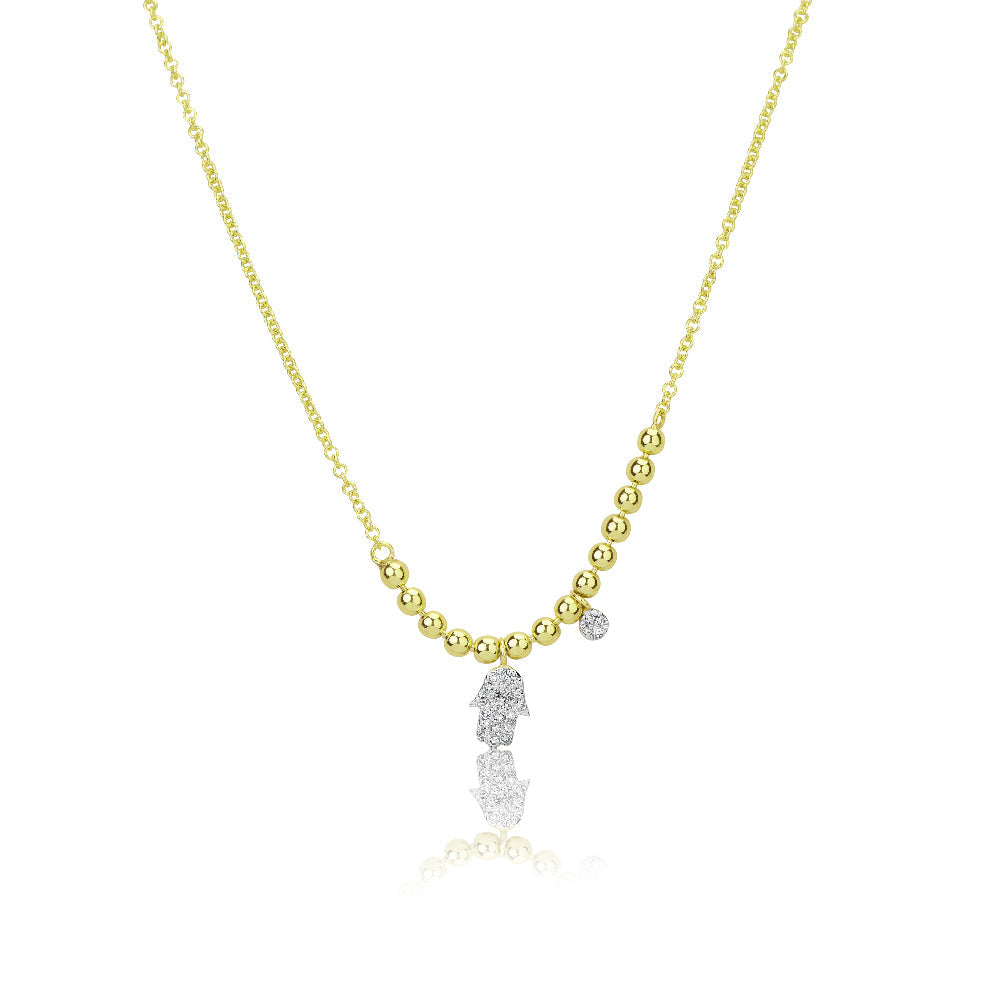Yellow Gold Hamsa Spot Chain Necklace | Yellow Gold
