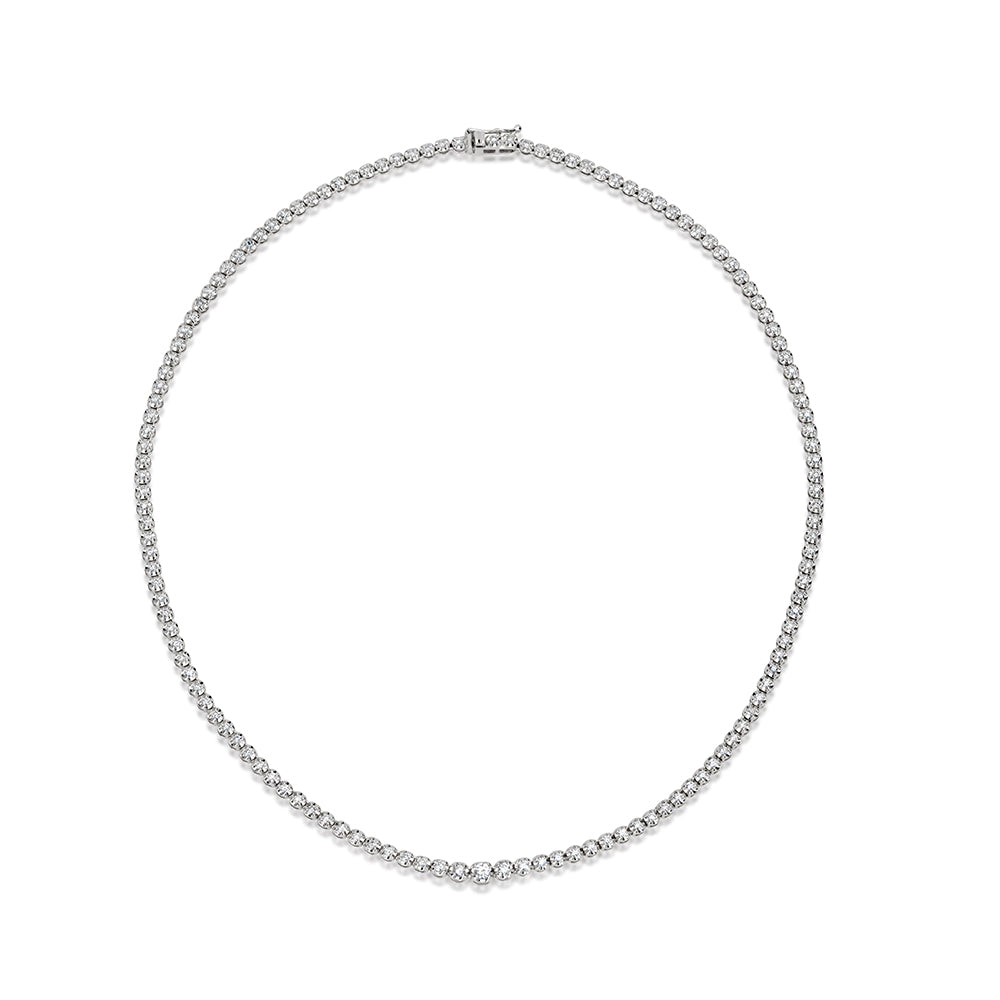 14Kt White Gold Graduated 5 Carat Diamond Necklace Lab Grown 16 Inches | White Gold