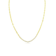 14Kt Yellow Gold Diamond Paperclip Tennis Necklace 1.17 Ct | Yellow Gold
