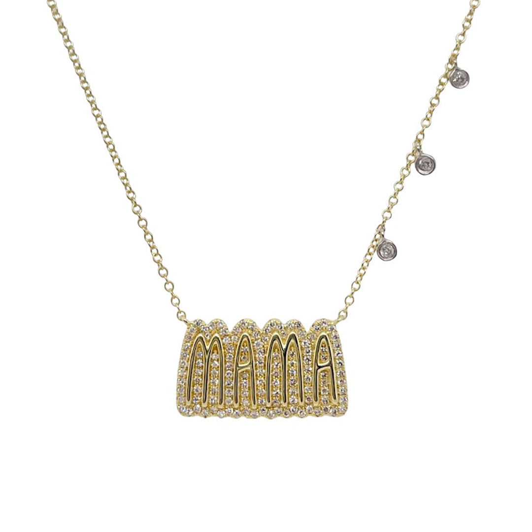 Yellow Gold And Diamond Mama Necklace | Yellow Gold