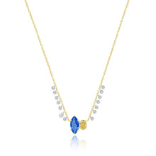 Blue Sapphire And Yellow Diamond Moi Et Toi Necklace | Yellow Gold