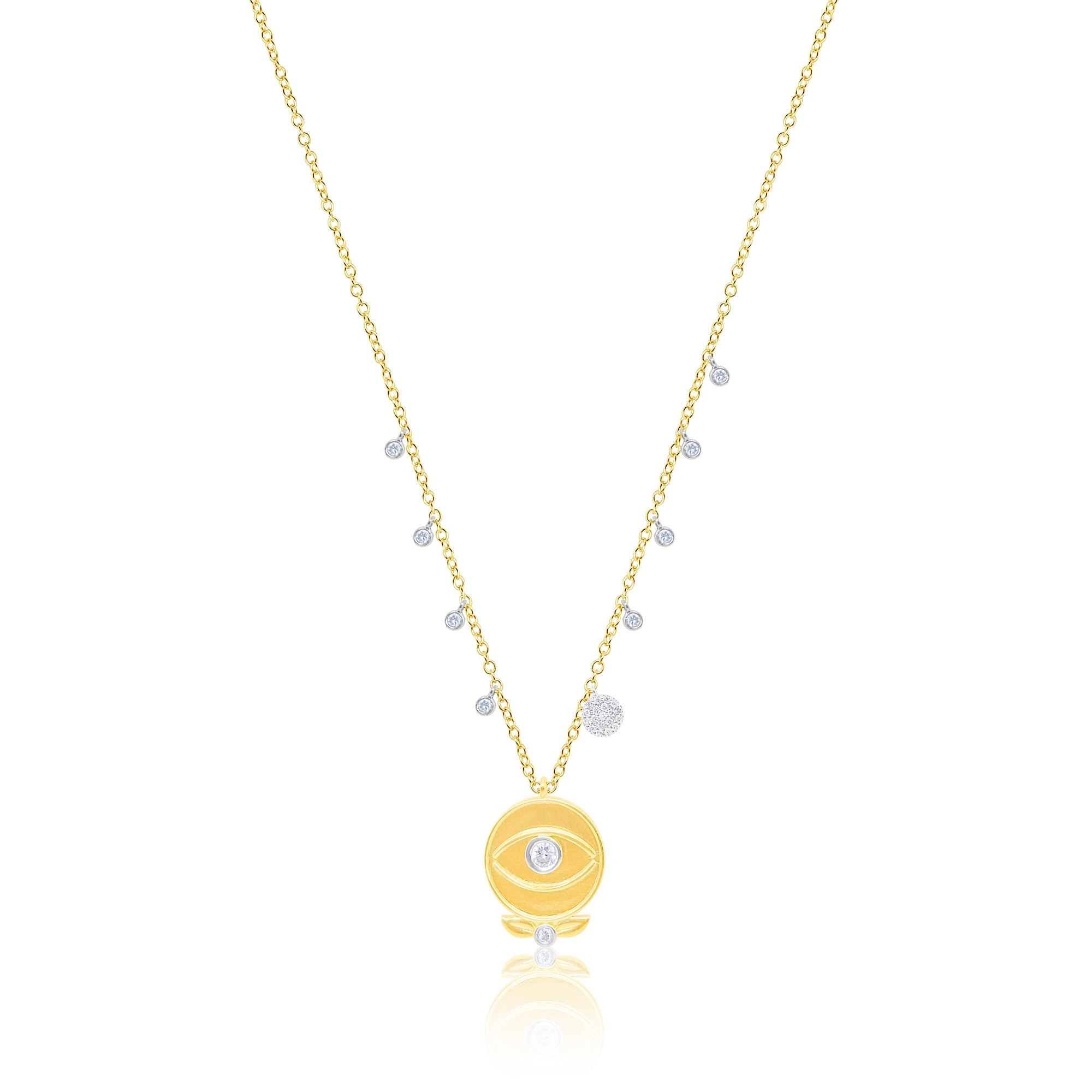 14kt Yellow Gold Evil Eye Diamond Necklace | Yellow Gold