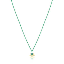 14kt Gold Electric Green Opal Diamond Necklace | Green