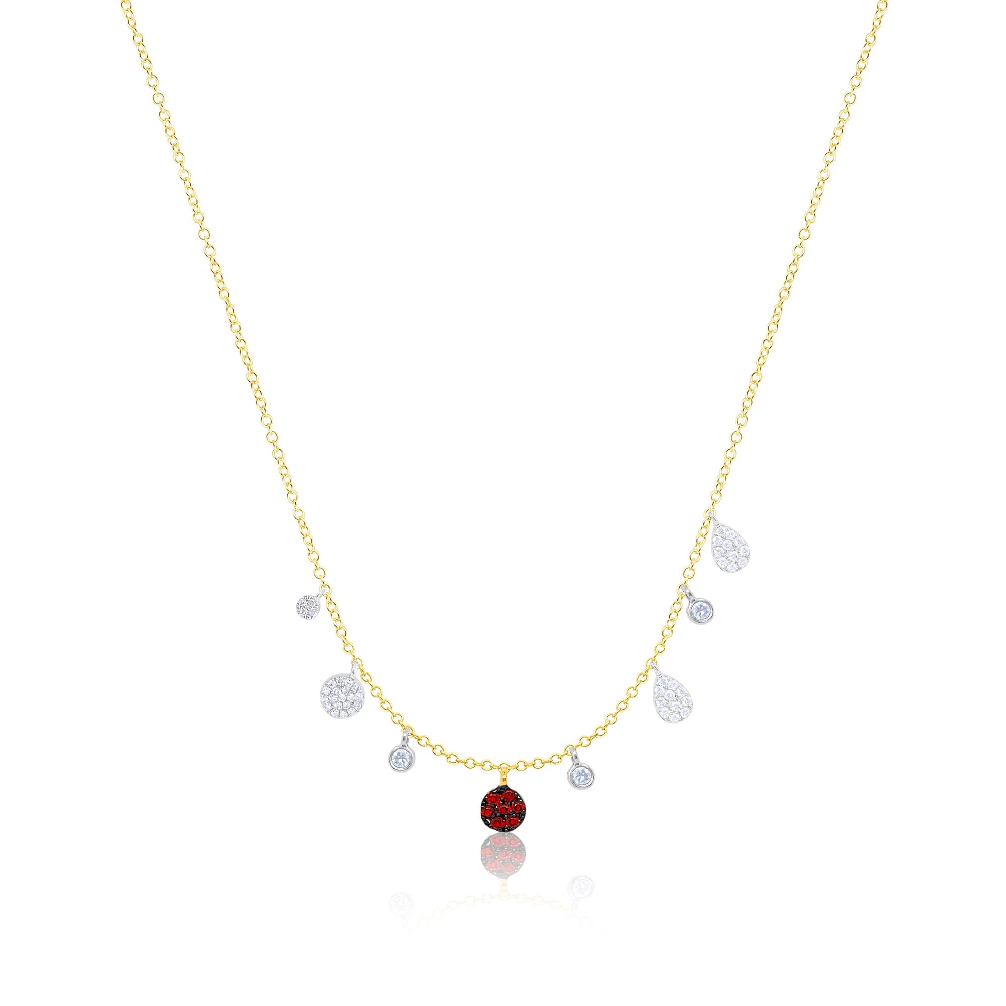 14Kt Yellow Gold Ruby & Black Diamond Necklace | Yellow Gold