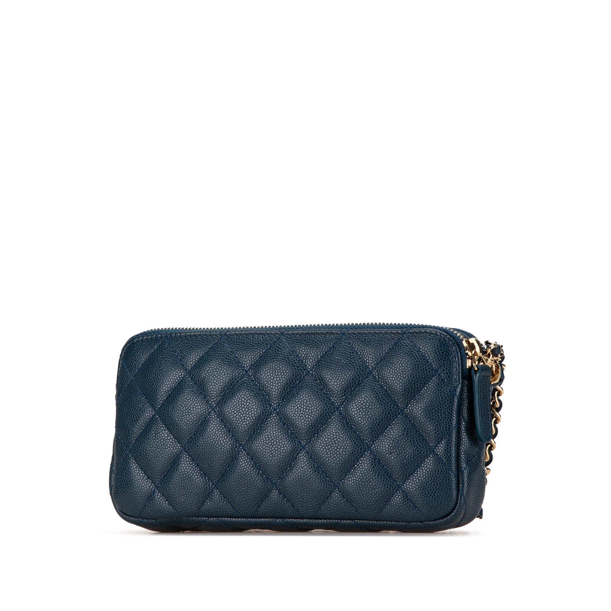 Chanel | Pre-Owned Quilted Caviar Clutch with Chain | Blue/Navy