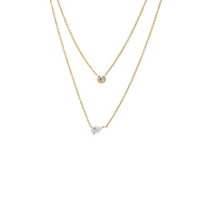 14K Gold Lab Grown Diamond Double Layer Pear & Bezel Necklace 14K - Adina's Jewels