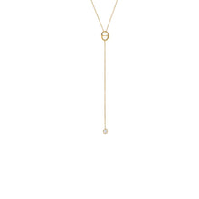 14K Gold Mariner & Dangling Bezel Lariat Necklace 14K - Adina's Jewels