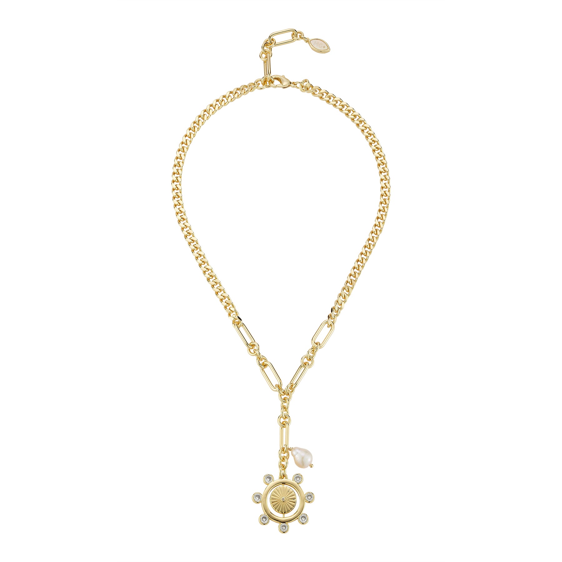 Gracie Necklace | Freshwater Pearl/Crystal | 14K Gold Plated Brass