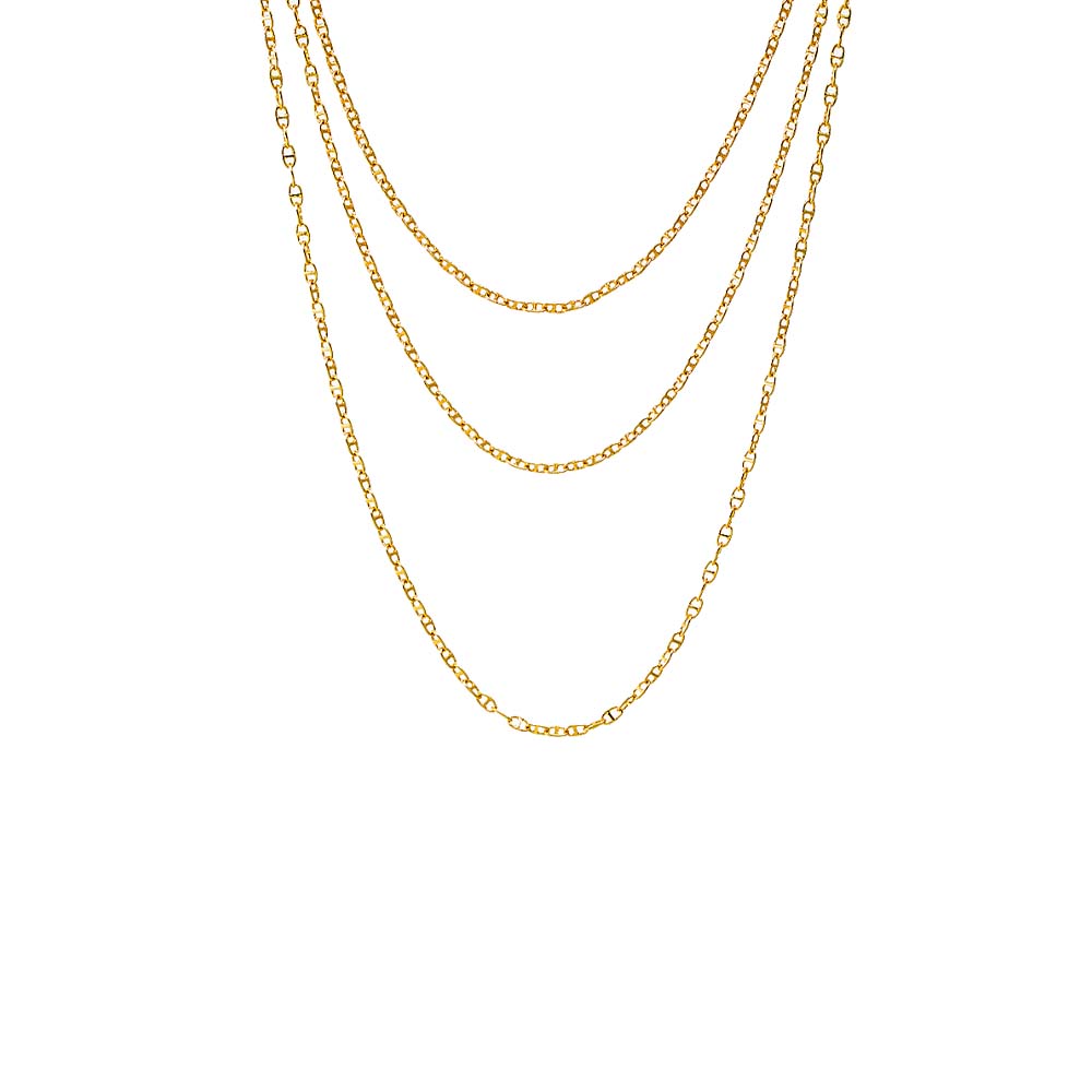 Solid Mariner Chain Necklace | 14K Yellow Gold Plated