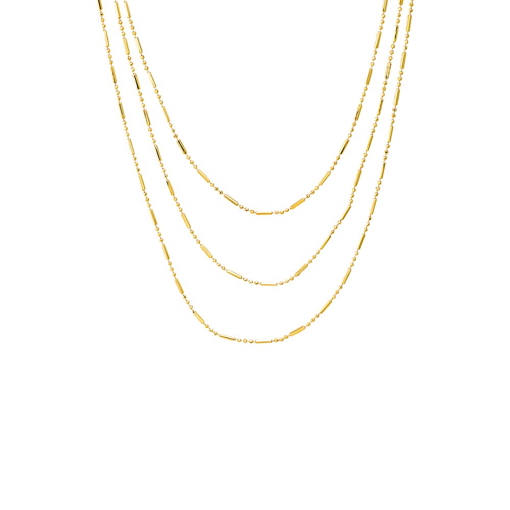 Solid Bar X Ball Chain Necklace | 14K Yellow Gold Plated
