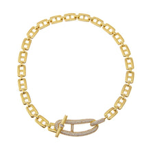 Gold Pave Accented Mariner Toggle Necklace - Adina's Jewels