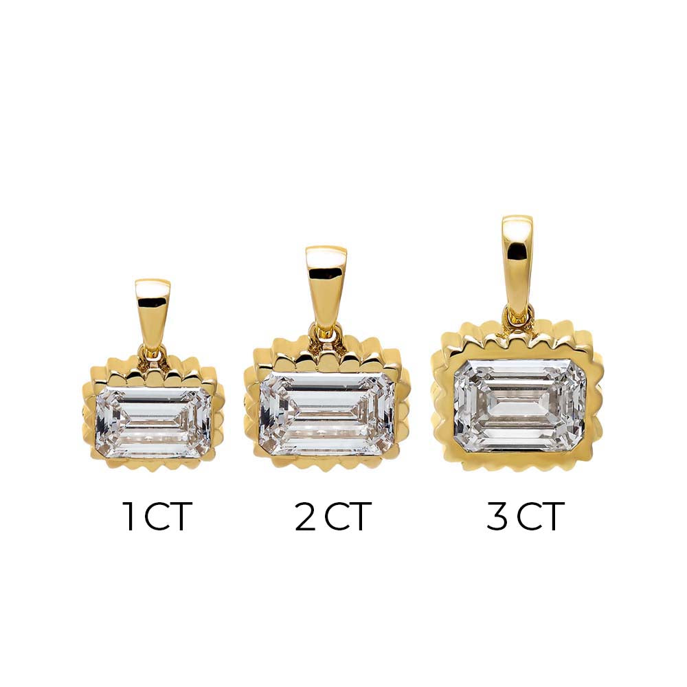 Lab Grown Diamond Bezel Emerald Pendant 14K - 2CT | 14K Gold