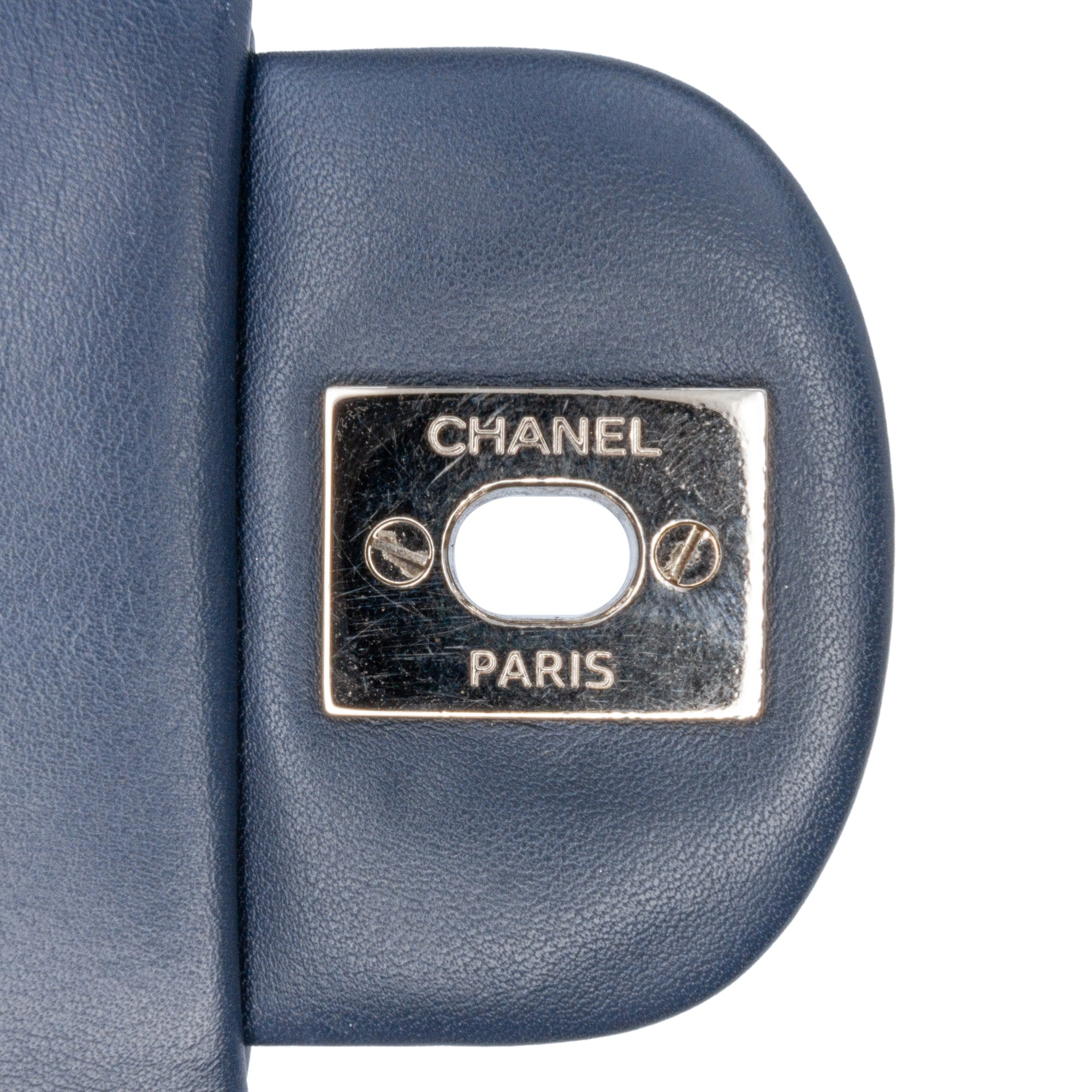 Chanel | Pre-Owned Mini Square Classic Chevron Patent Single Flap | Blue/Navy
