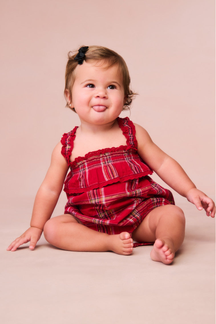 Baby Nadiana Tartan Pinafore | Cheery Red