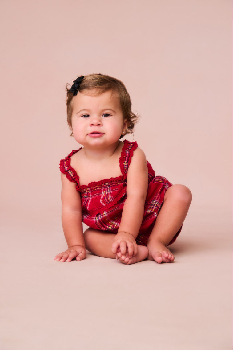 Baby Nadiana Tartan Pinafore | Cheery Red