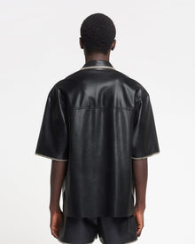 Mens | Mance Raffia-Trimmed Okobor Alt-Leather Jacket | Black