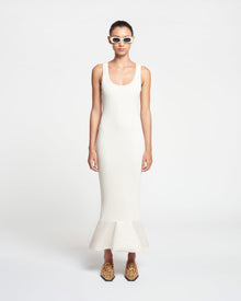 Talulla Leather-Trimmed Ribbed-Jersey Midi Dress | Creme