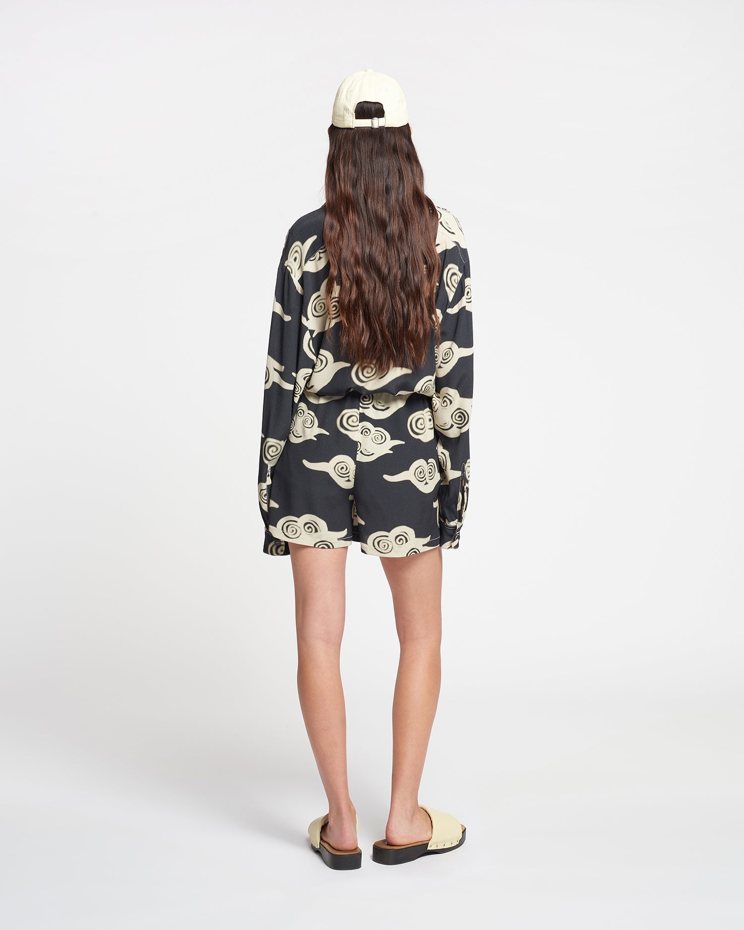 Masami Printed Crepe Shorts | Cloud Black/Creme