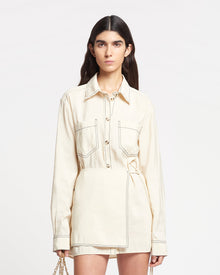 Womens | Metta Glass Poplin Shirt Dress | Oat