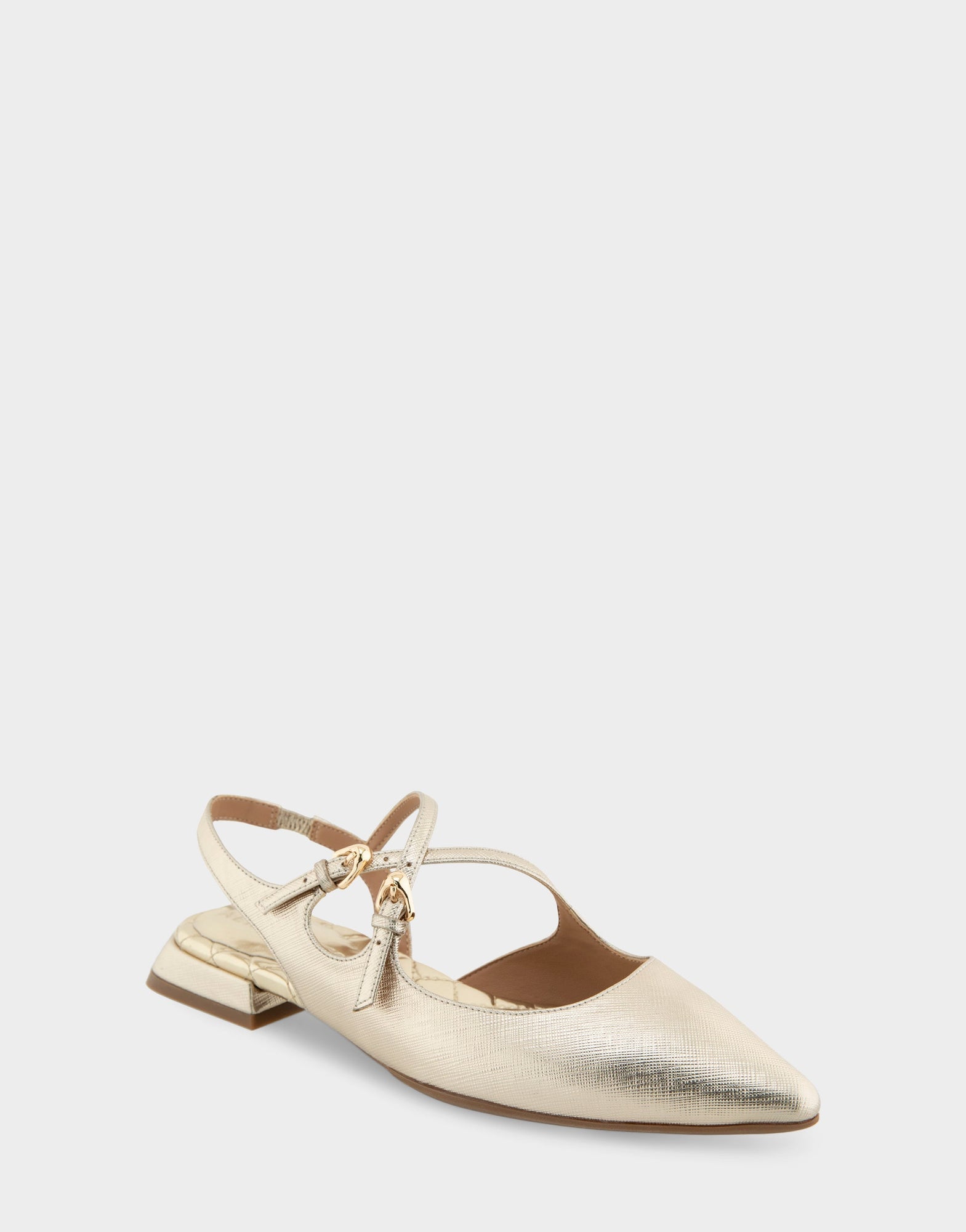 Napoli Flats | Gold Metallic Textured Faux Leather