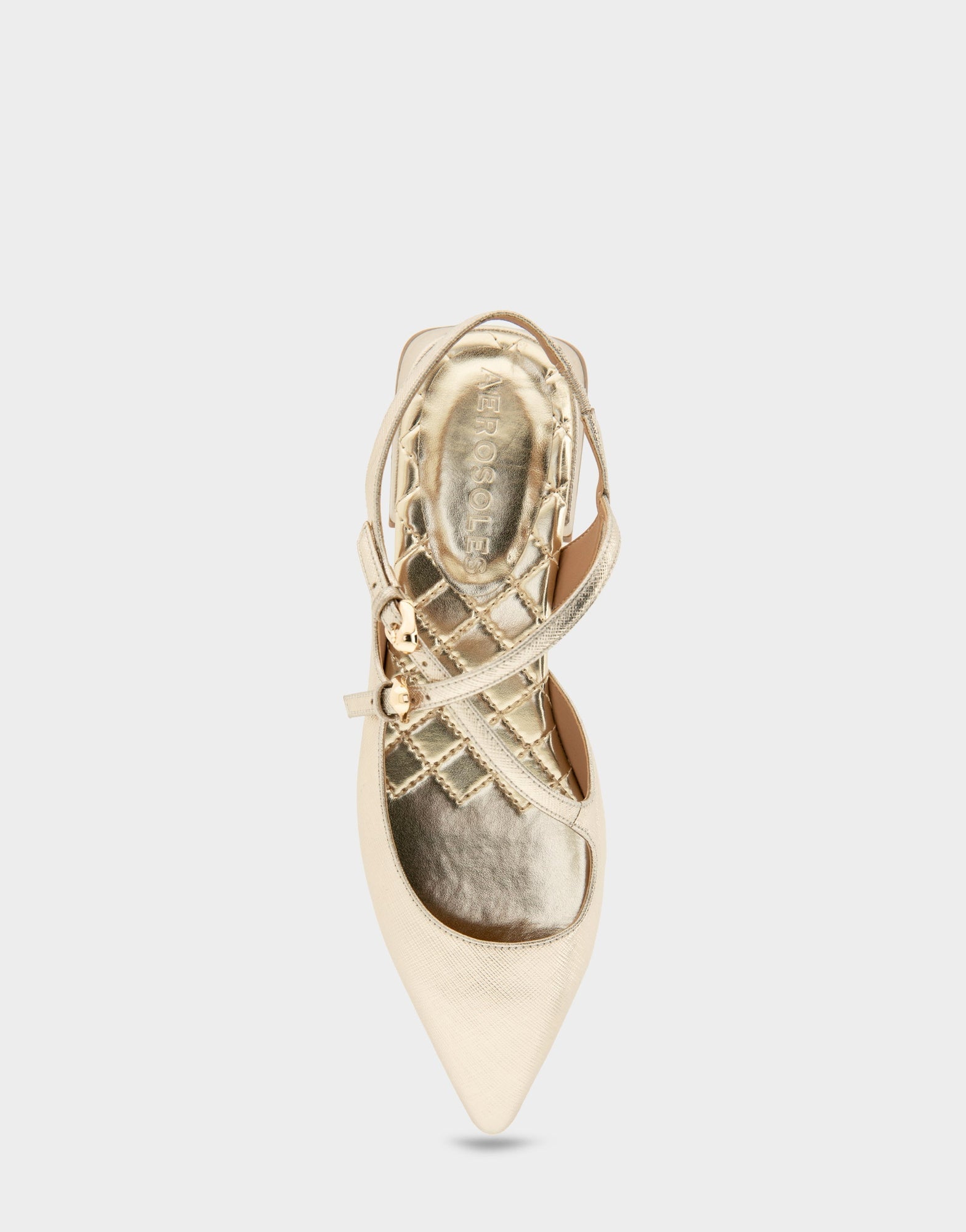 Napoli Flats | Gold Metallic Textured Faux Leather