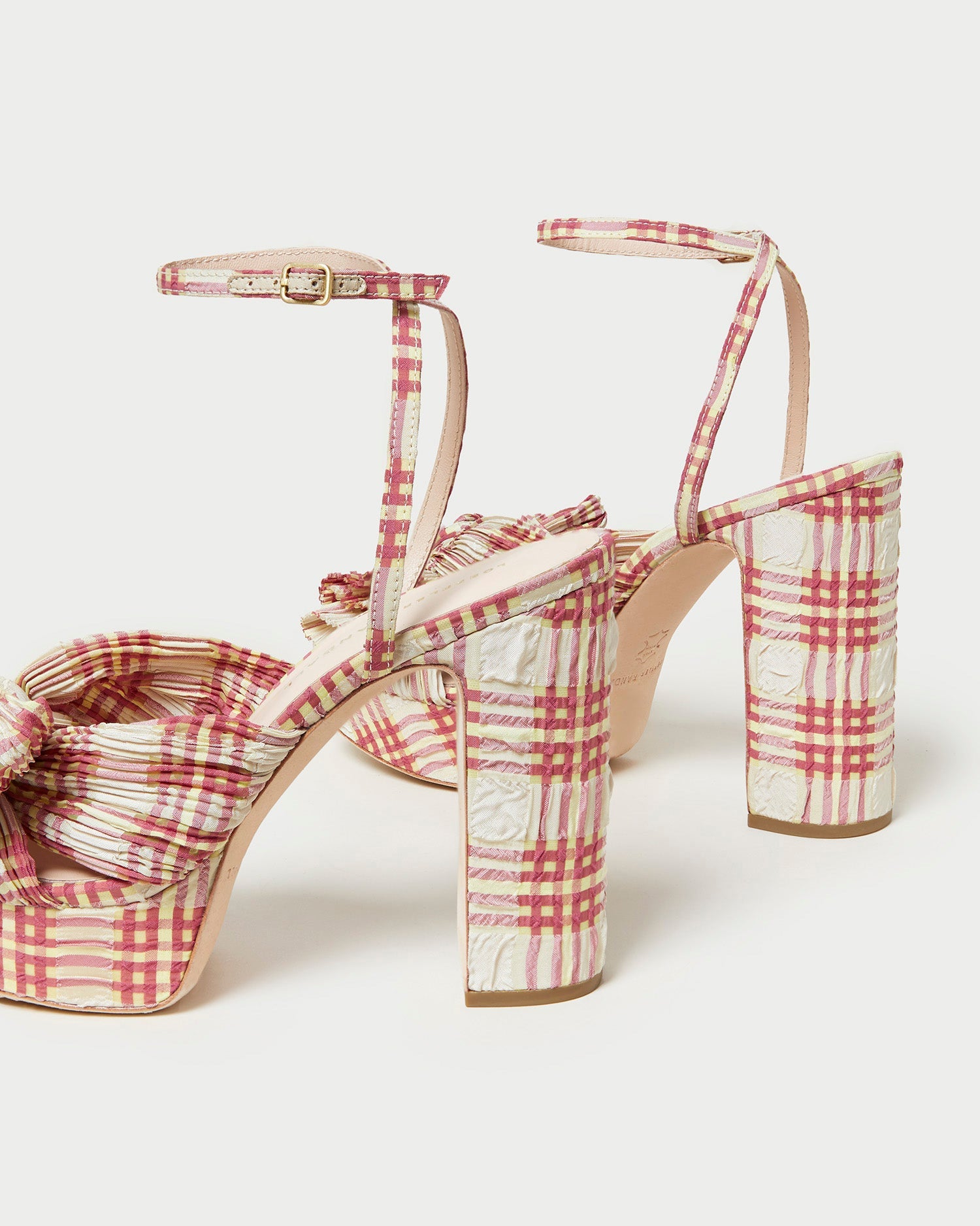 Natalia Platform Bow Heel | Cranberry Plaid