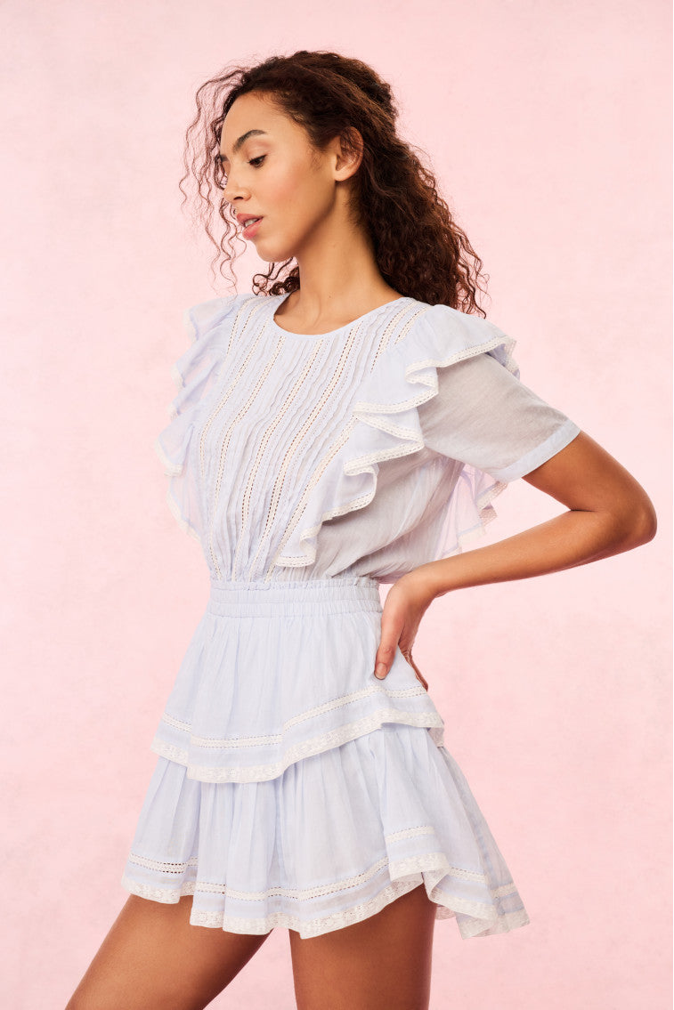 Natasha Blue Cotton Mini Dress | Baby Bluebell