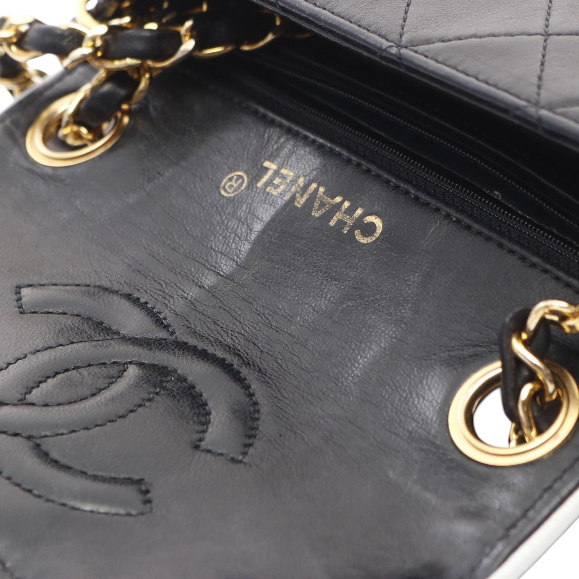 Chanel | Pre-Owned Mini Classic Quilted Lambskin Square Single Flap | Black