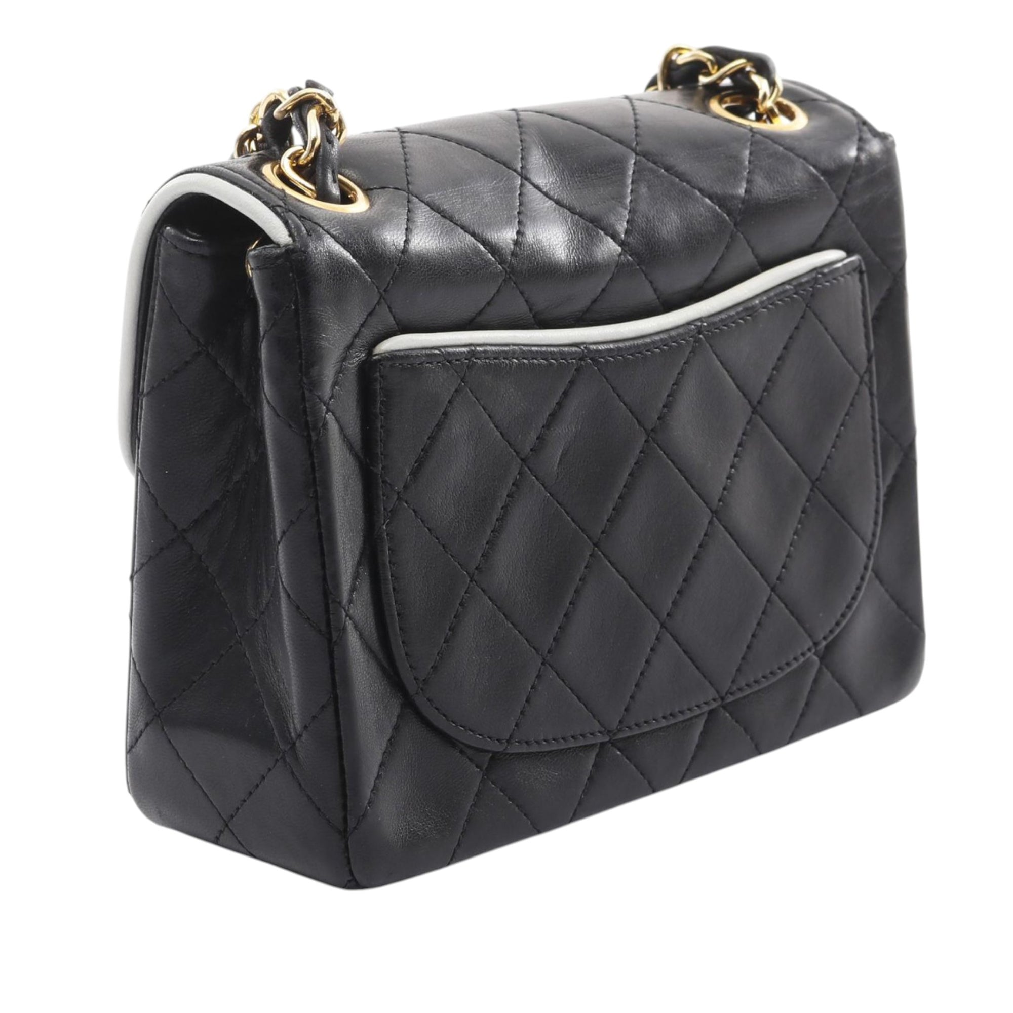 Chanel | Pre-Owned Mini Classic Quilted Lambskin Square Single Flap | Black