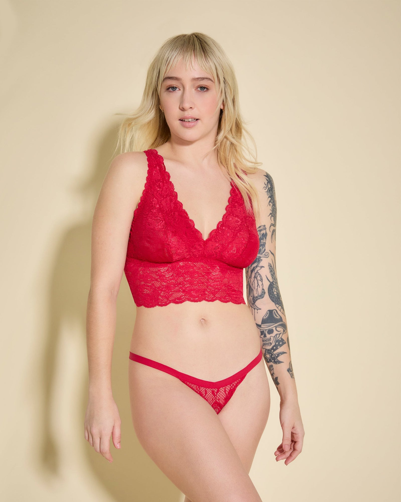 Red Bralette - Never Say Never Plungie Longline Bralette