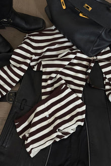 Theo Striped Knit Sweater Brown Sugar Stripe