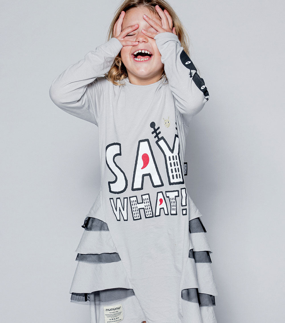 Kid | Say What! Layered Dress | Ice Grey
